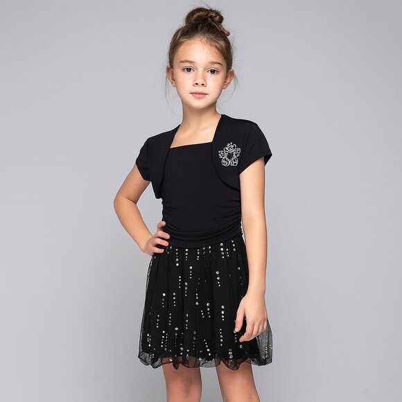 Amy's Closet Other - Amys Closet Fancy Party Dress Sequins Netting Attached Jacket Black Size 10